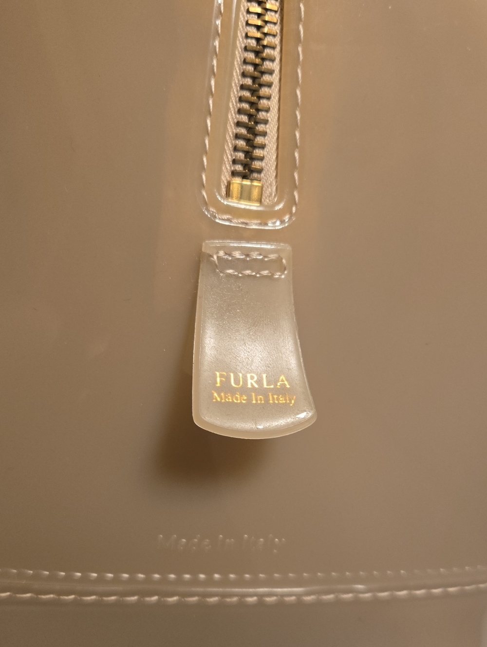 Furla Glossy Neutral Dome Satchel in Light Beige - Picture 13 of 13